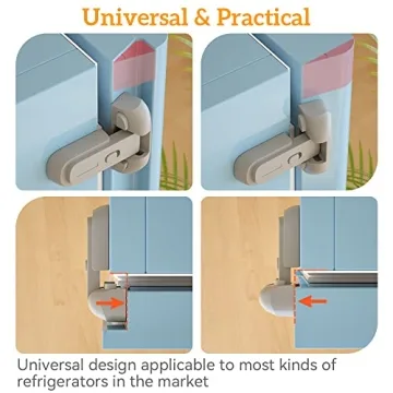 Childproof Safety Fridge Lock - 2 Pack Grey