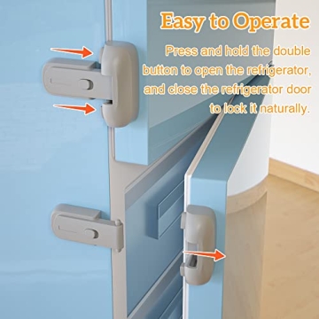 Childproof Safety Fridge Lock - 2 Pack Grey