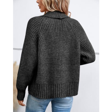 Yingkis Women's Cardigan Sweaters Fall Winter Open Front Batwing Long Sleeve Shawl Neck Chunky Knit Loose Outwear Coats