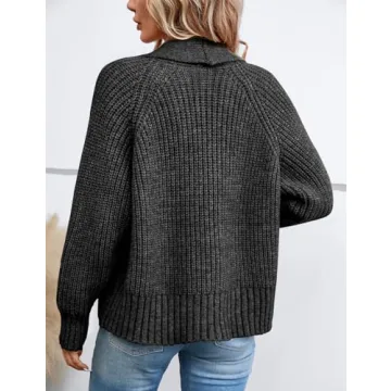 Yingkis Women's Cardigan Sweaters Fall Winter Open Front Batwing Long Sleeve Shawl Neck Chunky Knit Loose Outwear Coats