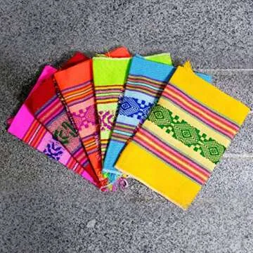Vibrant Set of 6 Mexican Cotton Table Napkins