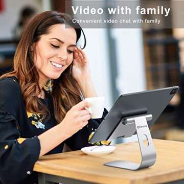 Tablet Stand Holder Adjustable New iPad Pro Stand Desktop Stand Holder Compatible with iPad Air 4/Mini New iPad pro (Silver)