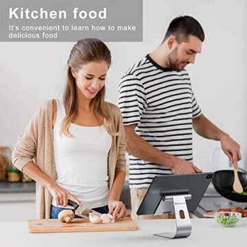 Tablet Stand Holder Adjustable New iPad Pro Stand Desktop Stand Holder Compatible with iPad Air 4/Mini New iPad pro (Silver)