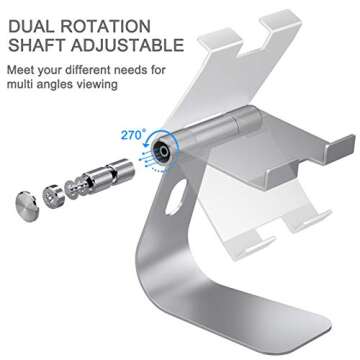 Tablet Stand Holder Adjustable New iPad Pro Stand Desktop Stand Holder Compatible with iPad Air 4/Mini New iPad pro (Silver)