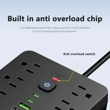 JouleLoom 5 FT Flat Plug Surge Protector with USB Ports