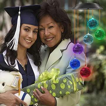 Kwaiffeo Solar Disco Ball for Garden Patio Outdoor Decor, Lovely Color Changing Lights, Birthday Gifts for Women, Gifts for Mom Grandma Teacher