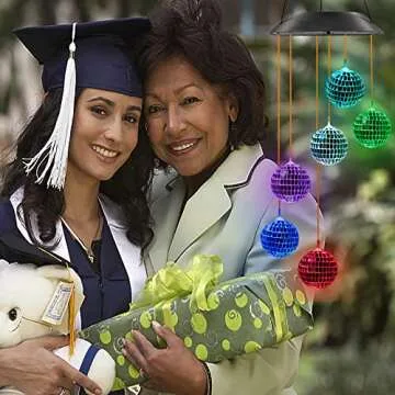 Kwaiffeo Solar Disco Ball for Garden Patio Outdoor Decor, Lovely Color Changing Lights, Birthday Gifts for Women, Gifts for Mom Grandma Teacher