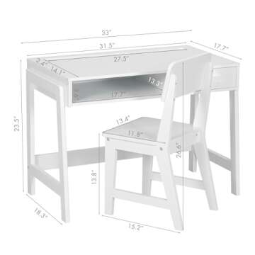 UTEX Kids Desk and Chair Set, Study Desk for Kids with Drawers, Wooden Children Study Table, Student Writing Desk Computer Workstation for Bedroom & Study Room