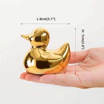 TQUPT Home Decor Golden Ceramic Duck Figurines, Home Decor Animal Sculptures and Statues Handmade Ar...
