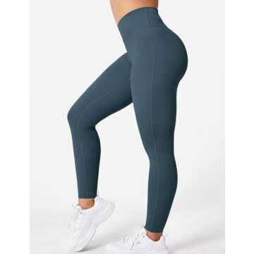 YEOREO Workout Leggings for Women Tummy Control Butt Lifting Leggings High Waisted Cross Waist Gym Yoga Compression Pants Teal S