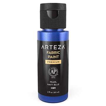 ARTEZA Metallic Fabric Paint, Set of 14, Permanent Paint, Textile Paint for Drawing on T-Shirts, Denim, Cotton, Linen, and Mixed Fabrics