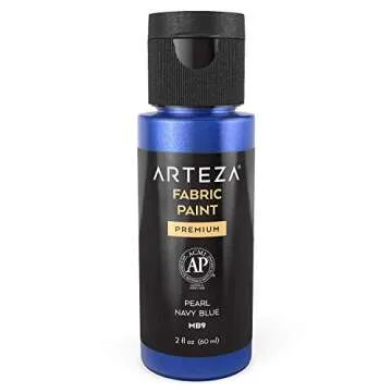 ARTEZA Metallic Fabric Paint, Set of 14, Permanent Paint, Textile Paint for Drawing on T-Shirts, Denim, Cotton, Linen, and Mixed Fabrics