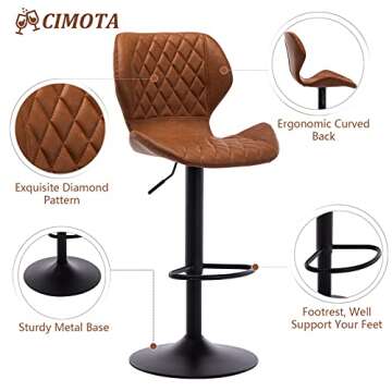 CIMOTA Adjustable Leather Bar Stools for Modern Kitchens