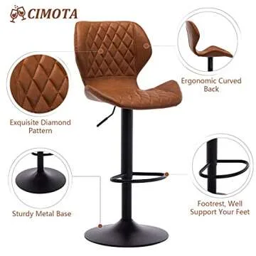 CIMOTA Adjustable Leather Bar Stools for Modern Kitchens