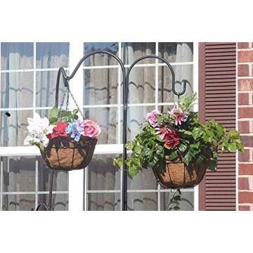 Ashman Metal Hanging Planter Basket with Coco Coir Liner Round Wire Plant Holder Chain Porch Decor Flower Pots Hanger Garden Decoration Indoor Outdoor Watering Hanging Baskets (4)