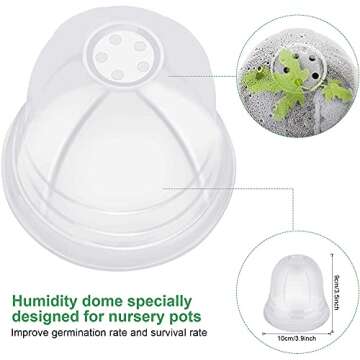 MIXC Plant Nursery Pots with Humidity Dome 4" Soft Transparent Plastic Gardening Pot Planting Containers Cups Planter Small Starter Seed Starting Trays for Seedling with 10pcs Plant Labels，30 Sets