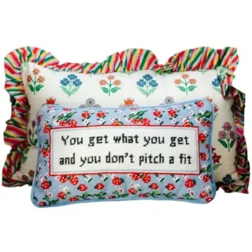 FURBISH Handmade Needlepoint Throw Pillow - Stylish Accent