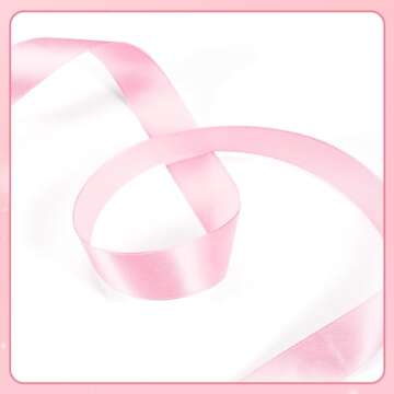 2Rolls/50Yards 1 Inch Pink Ribbon Pink Satin Ribbon Valentines Ribbon for Gift Wrapping Flower Bouquet Wedding Party Graduate Valentine's Day Mother's Day Decorations