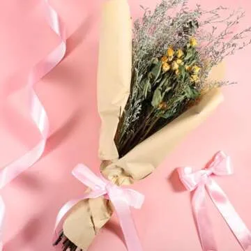 2Rolls/50Yards 1 Inch Pink Ribbon Pink Satin Ribbon Valentines Ribbon for Gift Wrapping Flower Bouquet Wedding Party Graduate Valentine's Day Mother's Day Decorations