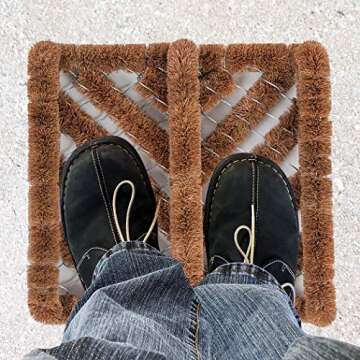 NINAMAR Natural Coir Boot Scraper Door Mat - 13 x 12 inch