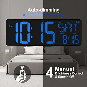 XREXS 16.5" Digital Wall Clock with Temperature Display