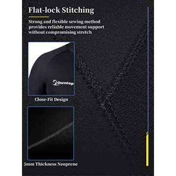 Owntop 5mm Neoprene Wetsuit for Men - Full Diving Suits Stretch Long Sleeve One Piece Dive Skin Front Zip UPF50+ Thermal Thicken Swimwear for Scuba Surfing Swimming Snorkeling Water Sports, M