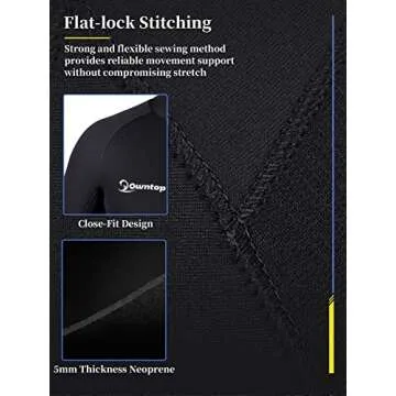 Owntop 5mm Neoprene Wetsuit for Men - Full Diving Suits Stretch Long Sleeve One Piece Dive Skin Front Zip UPF50+ Thermal Thicken Swimwear for Scuba Surfing Swimming Snorkeling Water Sports, M