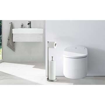 SunnyPoint Free Standing Bathroom Toilet Paper Holder Stand with Reserve, Reserve Area has Enough Space for Jumbo Roll