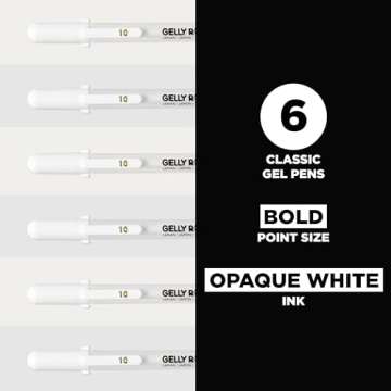SAKURA Gelly Roll Gel Pens - Bold Tip Ink Pens for Journaling, Art, or Drawing - Classic White Ink - All Are Tip Size Bold 10-6 Pack