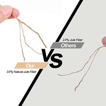 984 FT Natural Jute Twine, Twine String, 3ply Thin Ribbon Hemp Twine, Twine for Gardening Plant Gift Wrapping Art Wedding Decoration Packing String Bulk (3 Roll)