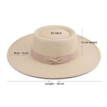 Pro Celia Big Wide Brim Women Fedora Hat (Oval-Rice)