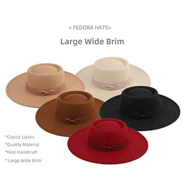 Pro Celia Big Wide Brim Women Fedora Hat (Oval-Rice)