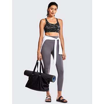 CRZ YOGA Women's Strappy Sports Bras Fitness Workout Padded Yoga Criss Cross Back Cami Camo Multi one Small