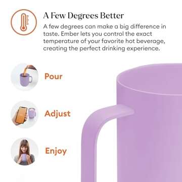 Ember Temperature Control 14oz Smart Mug 2, App-Controlled and Rechargeable Heated Coffee Cup Warmer with Intelligent LED Display, Lavender.