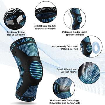 NEENCA Knee Brace for Women & Men, Medical Knee Support with Patella Pad & Side Stabilizers, Knee Co...