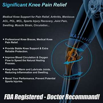 NEENCA Knee Brace for Women & Men, Medical Knee Support with Patella Pad & Side Stabilizers, Knee Compression Sleeve for Knee Pain, Meniscus Tear, ACL, Joint Pain, Runner, Workout - FSA/HSA Eligible
