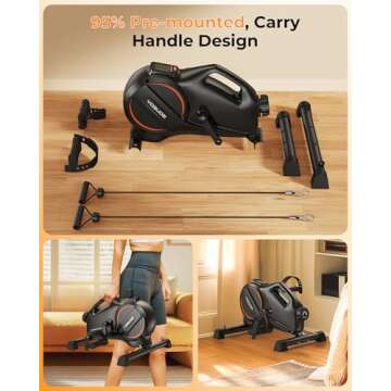 YOSUDA Under Desk Bike Pedal Exerciser, Mini Bike with Bluetooth Portable Foot Cycle Arm & Leg Peddler Machine with 2 Resistance Bands & Non-Slip Mat