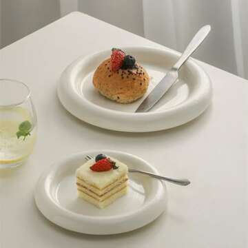 Generic Chubby Ceramic Minimalist Aesthetic Tableware Kitchenware Plates in pink, medium, SJ1957