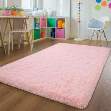 Andecor Soft Fluffy Bedroom Rugs, 4 x 6 Feet Indoor Shaggy Plush Area Rug for Boys Girls Kids Baby C...