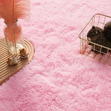 Andecor Soft Fluffy Bedroom Rugs, 4 x 6 Feet Indoor Shaggy Plush Area Rug for Boys Girls Kids Baby College Dorm Living Room Home Decor Floor Carpet, Pink