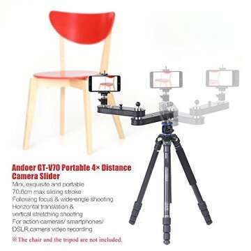 Andoer® Camera Slider Rail Track Dolly with Panning and Linear Motion Extends Up to 4× Distance for GoPro Action Cameras/Smartphone/DSLR/ILDC Cameras' Video Recording