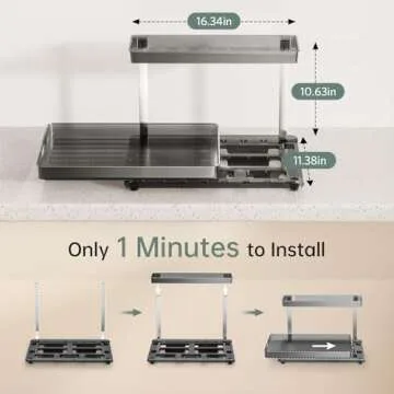 Delamu 2 Pack Under Sink Organizer, 11.38" Width Pull Out Cabinet Organizer, Slide Out Under Sink St...