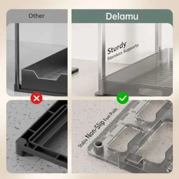 Delamu 2 Pack Under Sink Organizer, 11.38" Width Pull Out Cabinet Organizer, Slide Out Under Sink Storage Shelves, Undersink Organizers Shelf for Kitchen Bathroom Pantry Organization