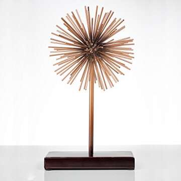 American Art Décor Rose Gold Copper Starburst Sculpture with Base Tabletop Home Decor Accessory (Small)