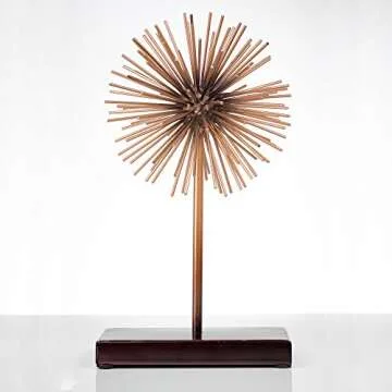 Rose Gold Copper Starburst Sculpture - Elegant Tabletop Decor