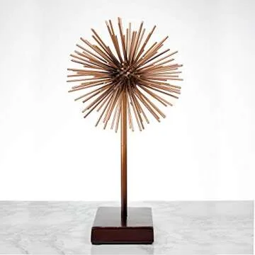Rose Gold Copper Starburst Sculpture - Elegant Tabletop Decor