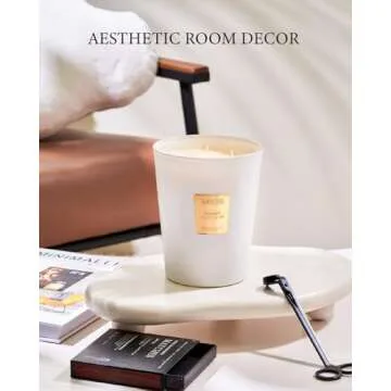 M&SENSE Extra Large Soy Candle Creamy Vanilla Scented 35oz 150H Burn Time, 3-Wick Natural Aromatherapy Candle Highly Scented Long Lasting, Home Fragrance Housewarming Gifts New Home Gift Ideas