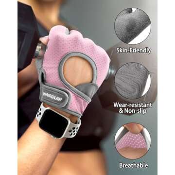 VINSGUIR Women’s Breathable Workout Gloves - Optimal Grip & Comfort