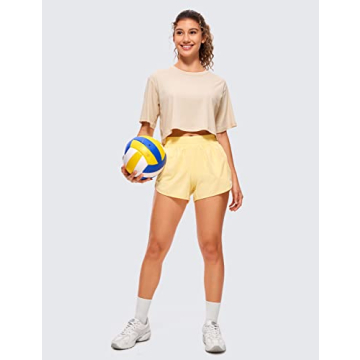 CRZ YOGA Women's Pima Cotton Crop Top for Active Wear