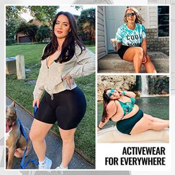 TNNZEET 2 Pack Plus Size Biker Shorts for Women - 8" High Waisted Workout Shorts